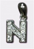 Breloque strass lettre n x1