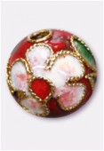 Cloisonnée ronde 7 mm rouge x4