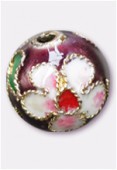 Cloisonnée ronde 7 mm prune x4