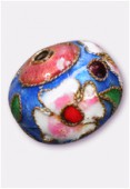 Cloisonnée ronde aplatie 11x12 mm bleu x1