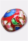 Cloisonnée ronde aplatie 11x12 mm rouge x1