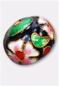 Cloisonnée ronde aplatie 11x12 mm noir x1