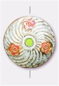 Cloisonnée palet 20 mm blanc x1