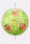 Cloisonnée palet 20 mm vert x1