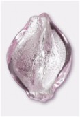 Feuille d'argent torsade 15x20 mm rose clair x2
