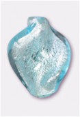 Feuille d'argent torsade 15x20 mm aqua x2