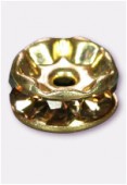 Rondelle strass 5 mm smoked topaz / or x4