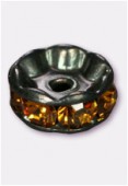 Rondelle strass 4,5 mm topaz / noir x4