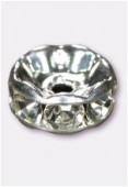 Rondelle strass 4,5 mm cristal / argent x4