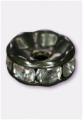 Rondelle strass 8 mm cristal / noir x1