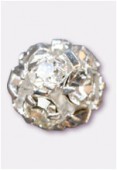 Boule strass 6 mm cristal / argent x1
