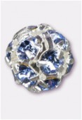Boule strass 8 mm light sapphire / argent x1