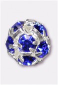 Boule strass 8 mm sapphire / argent x1