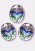 Palet ovale 12x9 mm pink + blue + green / crystal x4