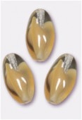 Olive 8x14 mm crystal / opaque beige x6