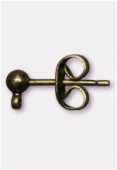 Clou d’oreille boule 13x5 mm bronze x2