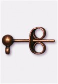 Clou d’oreille boule 13x5 mm cuivre x2