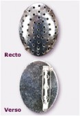 Broche tamis ovale 30x23 mm argent x1