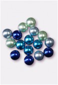 Ronde nacrée 8 mm mélange bleu x16