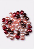 Grain nacré 6x4,5 mm mélange rouge x40 Grain nacré 6x4,5 mm mélange rouge x40