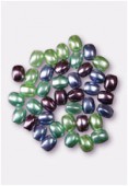 Grain nacré 6x4,5 mm mélange vert x40