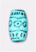 Tube aplati en résine 22x12 mm turquoise x2