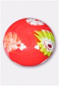 Perle en verre cabochon MUR6a rouge x2