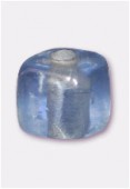Perle en verre cube VS17 bleu clair irisé x12