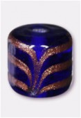 Perle en verre tube VTM24 bleu foncé x4