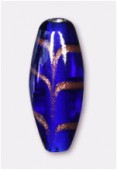 Perle en verre tube VTA10 bleu foncé x2