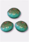 Ronde aplatie 6x9 mm green turquoise picasso x6