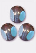 Perle 3-cut picasso 6 mm blue zircon antiqued bronze x12