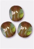 Perle 3-cut picasso 6 mm olivine antiqued bronze x12