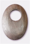 Pendentif ovale en bois 46x60 mm marron foncé x1