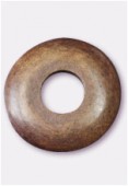 Donut en bois 37 mm marron foncé x2