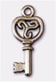 Breloque en métal clef 8x20 mm argent vieilli x2