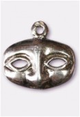 Breloque en métal masque 12x14 mm argent vieilli x2