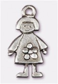 Breloque en métal fille 11x20 mm argent vieilli x2