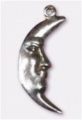 Breloque en métal lune 7x25 mm argent vieilli x2