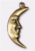 Breloque en métal lune 7x25 mm bronze x2