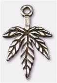 Breloque en métal feuille 13x20 mm argent vieilli x4