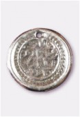 Breloque en métal sequin gravé 15 mm argent vieilli x4