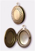 Breloque en métal porte photo ovale 16x25 mm bronze x1