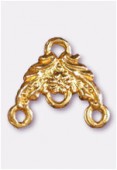 Chandelier fleur 3 anneaux 14x14 mm or x2