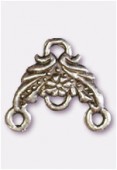 Chandelier fleur 3 anneaux 14x14 mm argent vieilli x2