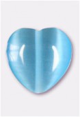 Oeil de chat coeur 12 mm turquoise x4