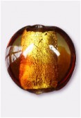 Feuille d'argent palet bombé 16 mm topaze / marron x2