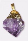 Pendentif améthyste / plaqué or x1