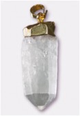 Pendentif quartz cristal / plaqué or x1