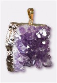 Pendentif druse améthyste / plaqué or x1